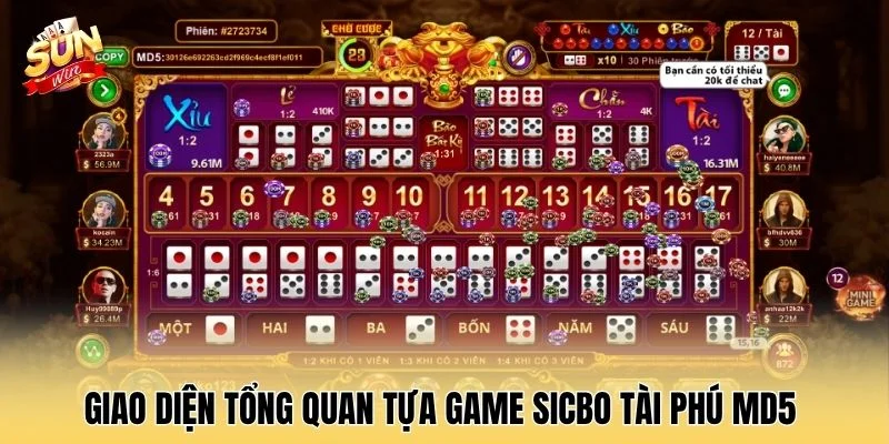 Giao diện tổng quan tựa game sicbo tài phú MD5 
